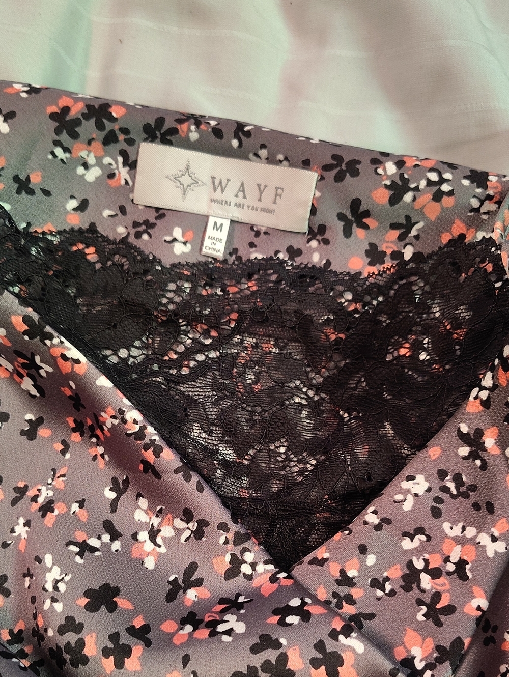Floral Lace Trim Cami Bodysuit